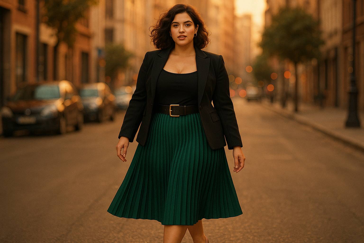 Looks con falda midi para mujeres con curvas