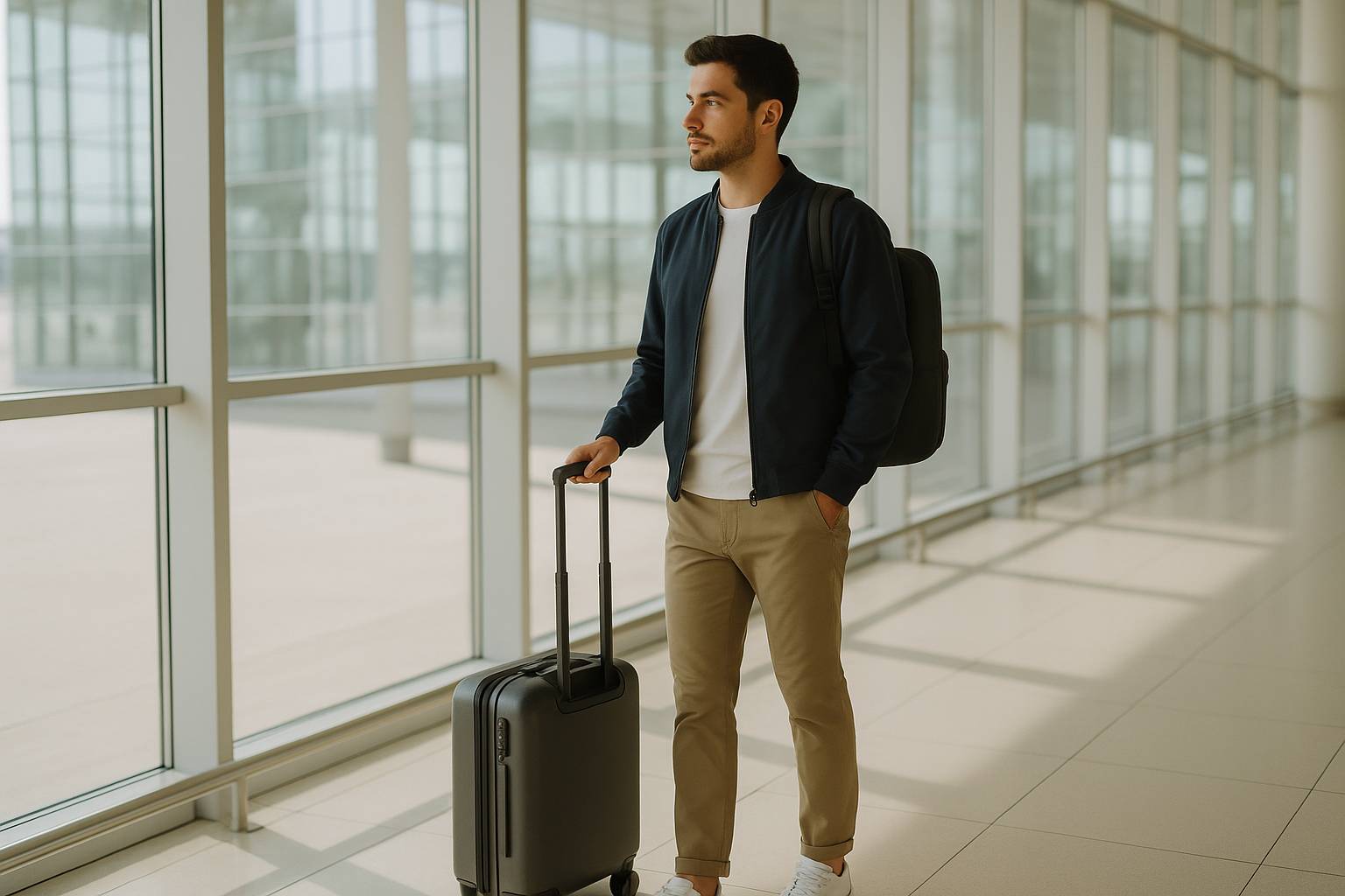 Outfits para hombres que viajan y quieren llevar poco equipaje